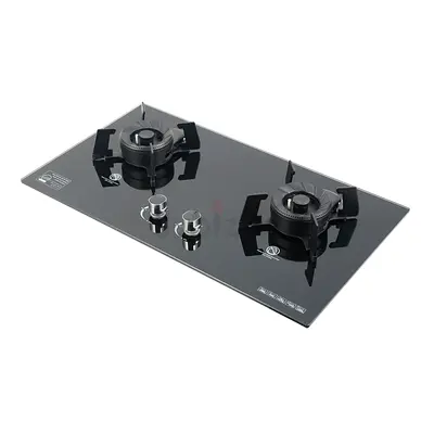 2-Burner Black Glass Built-in Gas Hob — Good Condition
