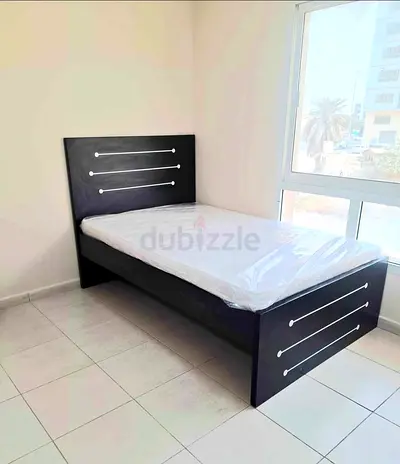 Brand New Single Bed Frame with Headboard and Mattress - Dark Wood