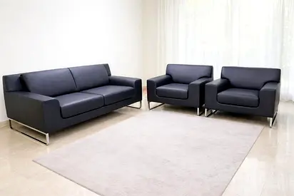 Walter Knoll Black Leather Sofa Set – Brand New (Box Opened Only)