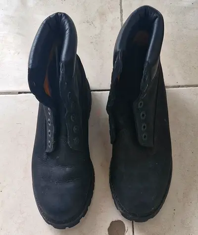Used Black Work Boots, Size Approx. Mens