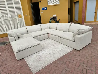 6_peices modular 2xl feathers filled sofa with footstool