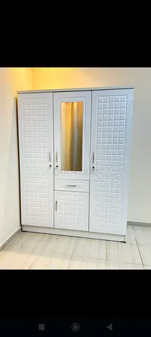 White 3-Door Wardrobe with Mirror - Good Condition