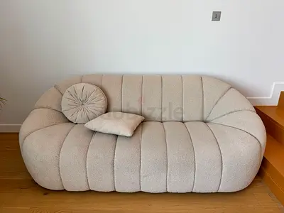 2-seat Boucle Beige Sofa