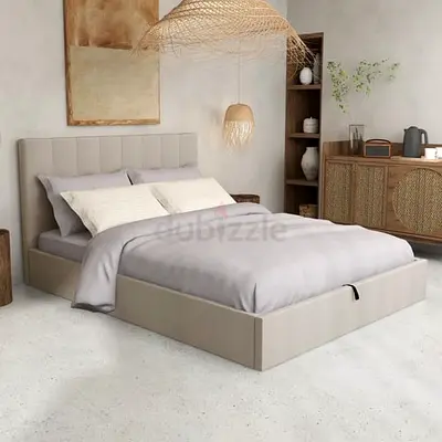 Channel stitching headboard king storage bed