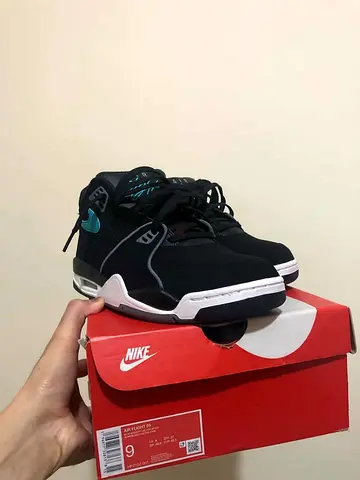 Used Nike Air Flight sneakers - Size 9 (men) in black/teal