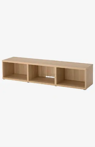Light Oak TV Stand / Low Entertainment Shelf with 3 Open Compartments