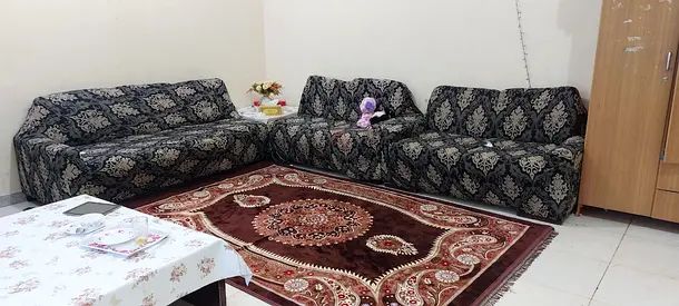 Sofa set 7 seater with tables and tea table - good condition