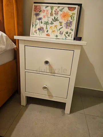 White 2-Drawer Bedside Table / Nightstand X2