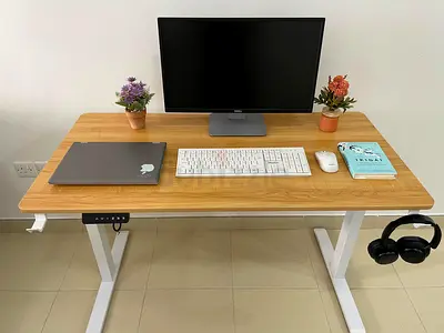 Electric Height Adjustable Standing desk with Bamboo wooden Top (120x60cm) for working professionals