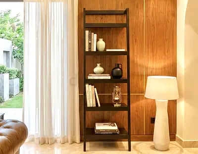 Crate Barrel Sawyer Five Shelf Leaning Bookcase