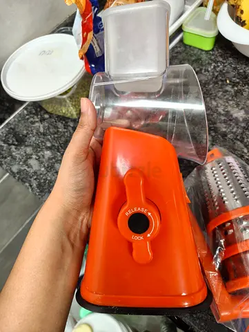 Manual Rotary Cheese/Vegetable Grater - Compact Orange Model
