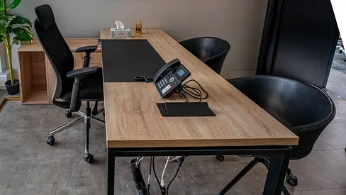 Large Wooden Executive Office Desk with Cable Management (Used)