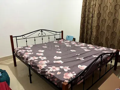 Metal and Wood Frame Double Bed - Good Condition with mattress