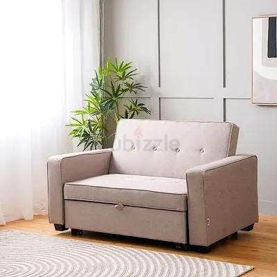Compact Sleeping Convertable 2-Seater Sofa Bed in Light Brown DANUBE HOME - Very Good Condition