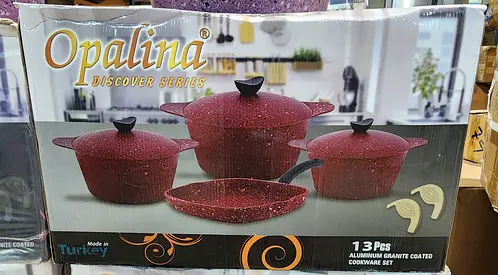 Opalina 13pcs Aluminum Granite-Coated Cookware Set (Made in Turkey) - Red