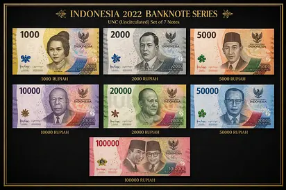Indonesia 2022 Complete Banknote Set (7 Uncirculated Notes)