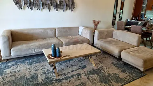 Beige Fabric Modular 7 seater Sofa Set