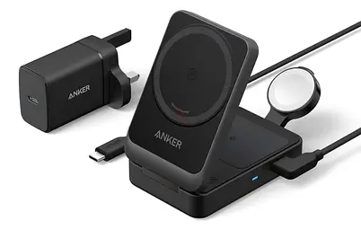 Anker MagSafe Charger Compatible, MagGo 3-in-1 Wireless Charging Station, Qi2 Certified 15W Wireless