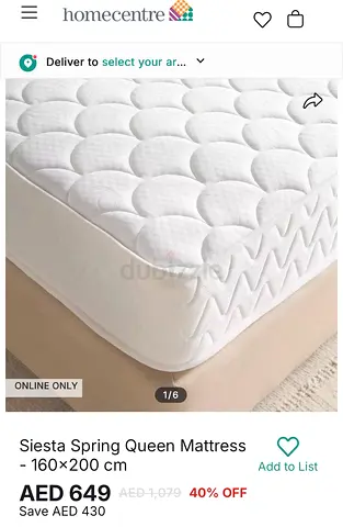 Siesta queen size mattress from Home centre for sale