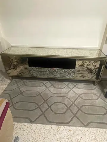 Mirrored TV Cabinet / Entertainment Unit with Floral Detail