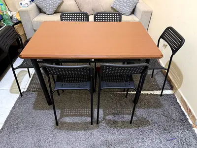6-seater dining table with 6 ikea chairs - good condition
