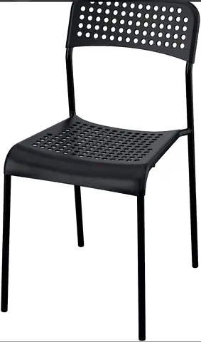 Black Metal Frame Dining/Stackable Chair with Perforated Seat and Back like new