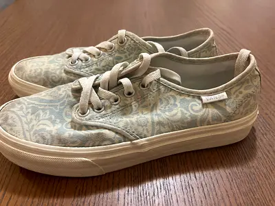 Light blue patterned Vans canvas sneakers, size not specified
