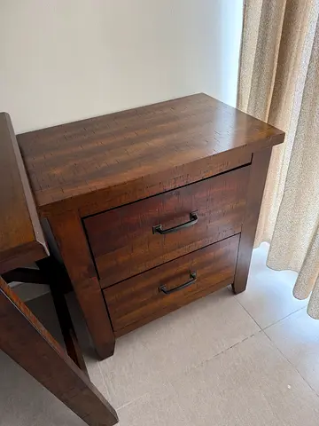 Solid Wood Nightstand / Bedside Table with Two Drawers - Dark Finish