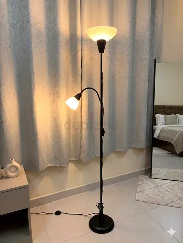 Black Two-Head Floor Lamp with Adjustable Reading Light- IKEA