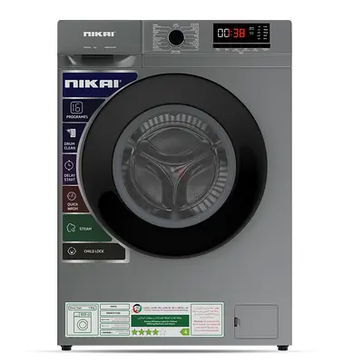 Nikai Front Load Washing Machine - 7kg, Grey