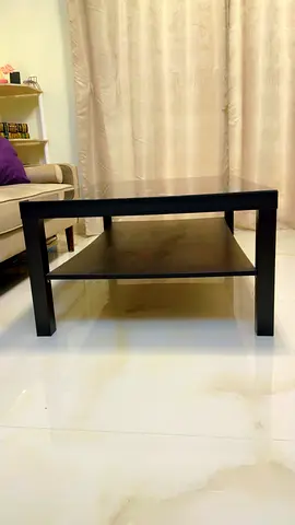 IKEA Black Coffee Table with Lower Shelf Glass marble top brand new