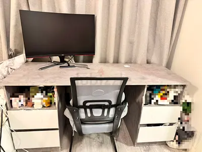 4-drawer large study desk with chair for sale