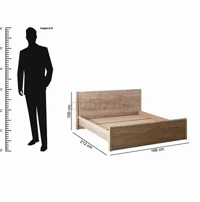 Wooden Double Bed Frame with Headboard and Footboard - 150 x 200 cm