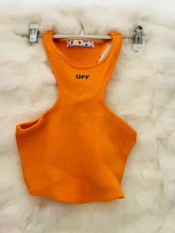 ORIGINAL OFF WHITE Orange ribbed cropped tank top