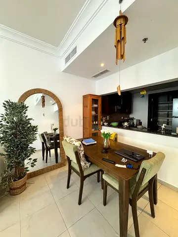 Wooden 4-Seater Dining Table with Upholstered Chairs