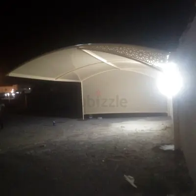 Outside car parking shade with one side cover.