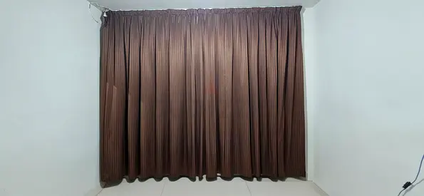 Brown Full-Length Blackout Curtains - Set Installed (Good Condition)