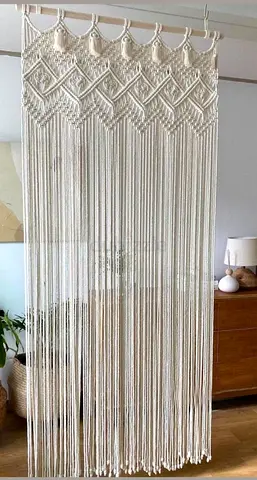 Handmade Macramé Room Divider / Curtain - Cream Cotton