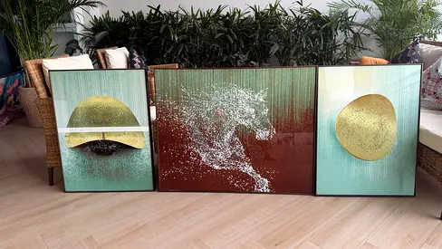 A set of painting with crystal stones