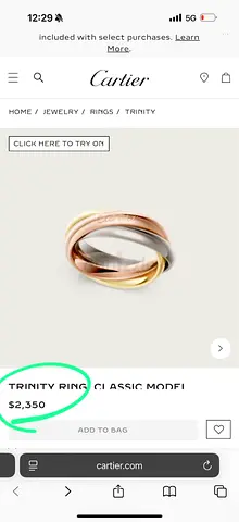 Cartier Trinity Three-Band Ring (Classic Model) - Authentic