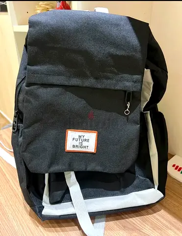 Black  Grey My Future is Bright Casual Backpack - Good Condition