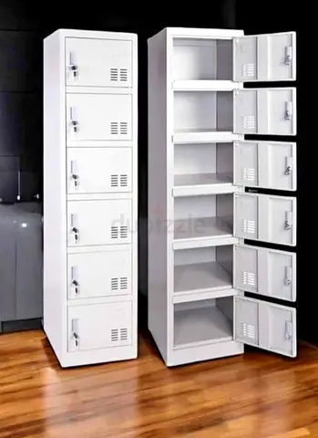 Metal 6-Tier Locker Cabinet with Individual Lockable Compartments - White