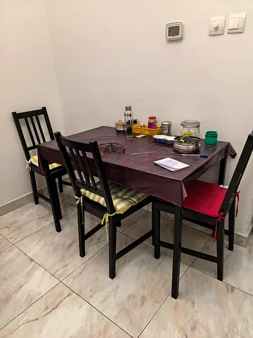 Solid Wood Dining Table with 3 Chairs - Compact Set