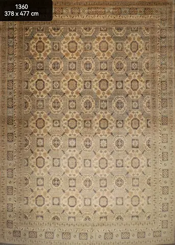 3.8 x 4.8m Afghan handmade majlis Large Traditional Beige Wool Rug - Rectangular