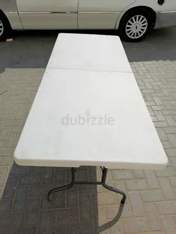 White Foldable Plastic Picnic/Utility Table with cover - 6ft