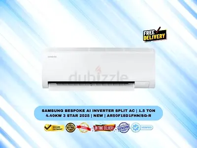 Samsung Bespoke AI Inverter Split AC | 1.5 Ton 4.40kW 3 Star 2025 | New | AR50F18D1FHN/SG-R