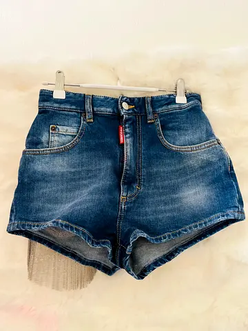 Genuine DSquared High-waist Blue Denim Shorts - Size 38