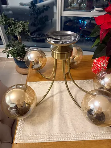 Modern brass multi-globe ceiling light fixtures (set of 2)