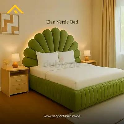 Green Upholstered Elan Verde Bed - Queen Size