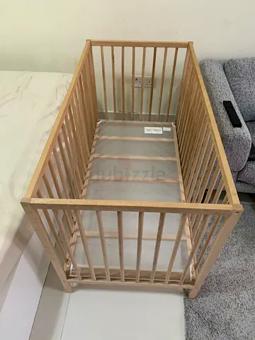 Wooden Baby Crib with Mattress - Good Condition